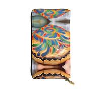 Rainbow Lines Portefeuilles en cuir pour homme et femme Grand portefeuille avec 12 emplacements pour cartes, portefeuille passeport, Pain peint, One Size