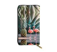 Rainbow Lines Portefeuilles en cuir pour homme et femme Grand portefeuille avec 12 emplacements pour cartes, portefeuille passeport, Ananas Flamant rose, One Size