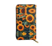 Rainbow Lines Portefeuilles en cuir pour homme et femme Grand portefeuille avec 12 emplacements pour cartes, portefeuille passeport, Tournesol orange, One Size