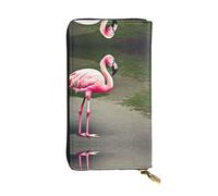 Rainbow Lines Portefeuilles en cuir pour homme et femme Grand portefeuille avec 12 emplacements pour cartes, portefeuille passeport, Flamant rose, One Size