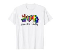Rainbow Lips Leopard Heart Decor Women Peace Love Equality T-Shirt