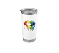 Rainbow Lips Peinture colorée Motif Pride Gobelet isotherme en acier inoxydable double paroi