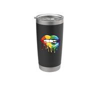 Rainbow Lips Peinture colorée Motif Pride Gobelet isotherme en acier inoxydable double paroi