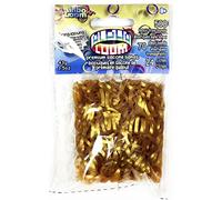 Rainbow Loom Alpha Bands for Alpha Loom Lot de 500 élastiques en caoutchouc doré avec 24 clips en C