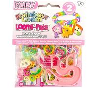 Rainbow Loom Fairy Loomi-Pals Kit de fabrication de bracelets, 100 élastiques en caoutchouc, 6 breloques, 10 pinces G, à partir de 7 ans