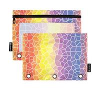 Rainbow Lot de 2 trousses à crayons tendance dorées avec fenêtre transparente et fermeture éclair pour bureau, fournitures scolaires et cosmétiques Multicolore