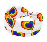 Rainbow Love Loving Heart Bandeau large pour femme, turban doux, antidérapant, élastique, sueur, yoga, entraînement, bandeau croisé noué