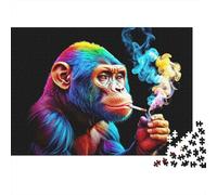 Rainbow Monkey Fumer Puzzle 1000 Éléments Adultes Soirée Famille Décoration Murale Idée Cadeau Unique Top Qualité Matériau Écologique 52x38cm/1000pcs