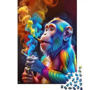 Rainbow Monkey Fumer Puzzle 1000 Pièces pour Adultes Animaux Puzzles 1000 Pièces Jeu Éducatif Décor À La Maison 38x26cm/1000pcs