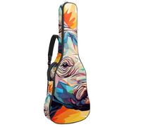 Rainbow Mosaic Rhino Sac pour guitare acoustique avec bandoulière réglable et crochet arrière pour guitare électrique, basse, guitare classique, ukulélé, Rhino mosaïque arc-en-ciel, 42.9x16.9x4.7 in,