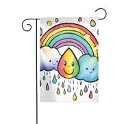 Rainbow Nuages Goutte de Pluie 1 Drapeau de Jardin Double Face 30x45cm, Drapeaux de Décoration de Vacances en Plein Air, Drapeau de cour Durable