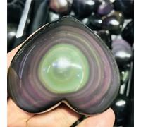 Rainbow Obsidian Cat's Eye Quartz Crystal Heart Stone and Specimens Decorative Gift Home Decor(120g) Gemstone Stone