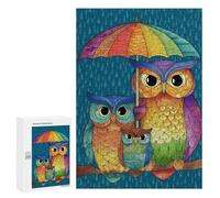 Rainbow Owl Family Art Print Puzzle 1000 Pièces Educa Jouet en Bois Cadeau Unique Décoration Intérieure Jeu Éducatif Challenge Toy Adultes Et Enfants À Partir De 14 Ans 300 PCS