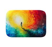 Rainbow Painting 1833 Bath Mat, 1cm Thick Cushioned Bathroom Rug, Colorful Sunset Ocean Shower Floor Mat, Non-Slip Water Absorbent Aesthetic Art Decor for Tub and Vanity - M