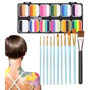 Rainbow Palette Face Paint - Kit d'art corporel 12 couleurs, palette de maquillage professionnelle lavable | Ensemble de peinture vibrante pour Festivals, fêtes, Cosplay, événements de théâtre, design