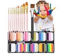 Rainbow Palette Peinture Visage - 12 Couleurs Kit de Peinture Visage et Corps | Palette de Maquillage Professionnel Lavable Body Art pour Hommes, , Adultes, Halloween, Festivals, Cosplay, Safe