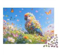 Rainbow Parrot Adult Jigsaws 1000Pc Recyclable Material Floral Spring Scene Jigsaw Puzzles Family Gaming Time Props Perfect for Family and Friends Birthdays 38x26cm/1000pcs