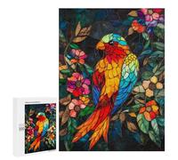 Rainbow Parrot Stained Glass Panel Puzzle 1000 Pièces Educa Jouet en Bois Cadeau Unique Décoration Intérieure Jeu Éducatif Challenge Toy Adultes Et Enfants À Partir De 14 Ans 500 PCS