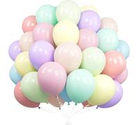 Rainbow Pastel Balloons, 50 Pieces 12 Inch Macaron Multicolored For Women Girls Birthday Party Baby Shower Graduation Picnic Decorations