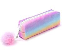 Rainbow Pencil Case Large Capacity Glitter Pencil Case Stationery Organizer For Students Girls, A, Modern