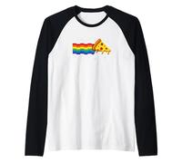 Rainbow Pixel Pizza in Space Retro Gaming Style Cosmic Slice Manche Raglan