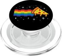 Rainbow Pixel Pizza in Space Retro Gaming Style Cosmic Slice PopSockets PopGrip pour MagSafe