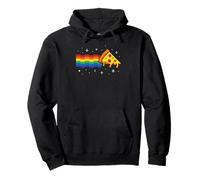 Rainbow Pixel Pizza in Space Retro Gaming Style Cosmic Slice Sweat à Capuche