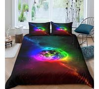 Rainbow Planet Housse de Couette Ultra Douce Microfibre Hypoallergique 3 Pièces Cosmic Galaxy Art Linge de Lit avec 2 x Taies d'oreiller Confortable for Hommes Enfants Super King（260x220cm）