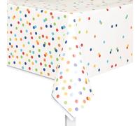 Nappe en plastique happy birthday pois colorés 137 cm x 213 cm