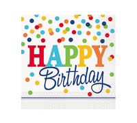 Rainbow Polka dot - Happy Birthday - Serviettes en papier - 6.5 inches x 6.5 inches - Lot de 16