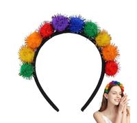 Rainbow Pom Bandband, Party Pom Bandbands - Heathes de balle arc-en- du festival - Ornement de cheveux habiller les cheveux, la coiffe de mode cosplay pour les filles adultes,