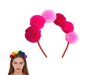 Rainbow Pompoms Headband, Colourful Hair Accessories, Carnival, Rainbow Pompom Tiara, Pom Pom Headband, Headpiece for Carnival, Fancy Dress and Party, Adjustable Fit, High-uality Materials (D)