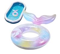 Rainbow Pool Tube gonflable - Iridescent Ring Fishtail Design transparent Lightweight Float | Pool Float for Beach Party Lake Vacation Water Toy Kids Adults Summer Use | Swim Tube