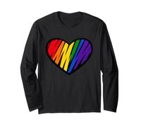 Rainbow Pride Heart Love is Love LGBTQ T-Shirt de Soutien Manche Longue