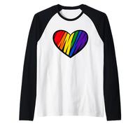 Rainbow Pride Heart Love is Love LGBTQ T-Shirt de Soutien Manche Raglan