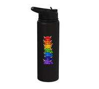 Rainbow Pride Highland Vaches Empilées Kawaii Lgbtq Mignon Stainless Steel Insulated Water Bottle