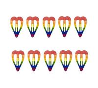 Rainbow Pride Lot de 10 barrettes à cheveux antidérapantes en métal avec motifs étoiles et cœurs pour célébrations LGBTQ+, défilés de fierté, fêtes costumées, carnavals, festivals