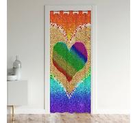 Rainbow Rideaux Interieur Salon Chambre Couleuré Amour Rideau Occultant Rideaux Décor l'amour est Amour Rideau de Porte 106x203cm pour Chambre Salon Multicolore Clignotant
