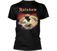 Rainbow Rising Album Band Men Black Large Tee T-Shirt Men's