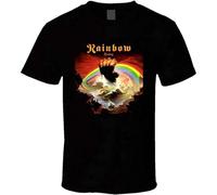 Rainbow Rising Rock N Roll Heavy Metal Music Band Unisex 100% Cotton Short-Sleeve T-Shirts Black XXXL