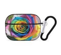 Rainbow Rose Coque pour AirPod Pro, coque rigide anti-rayures en polycarbonate avec porte-clés, accessoires pour AirPod Pro 2e/1ère coque pour homme et femme, style noir