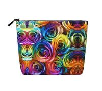 Rainbow Rose Trousse de maquillage multifonction en lin simple couche - Sac de rangement cosmétique tendance et pratique, Noir , Taille unique