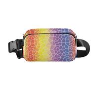 Rainbow Sac banane tendance doré pour homme et femme Sac bandoulière multifonction Accessoire de voyage avec sangle réglable pour cyclisme, randonnée, gym, Rainbow Trendy Gold, Taille unique