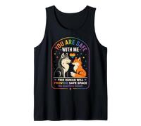 Rainbow Safe Space Wolf Fox, allié LGBTQ du Mois de la Fierté Débardeur