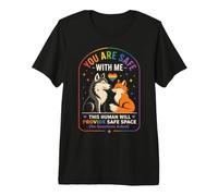 Rainbow Safe Space Wolf Fox, allié LGBTQ du Mois de la Fierté T-Shirt Haut de Gamme