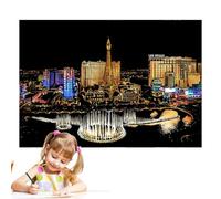 Rainbow scrtch - Scratchs Off City Landmark Paper, Doodle Arts Pads | Interactive Craft Set With Party Fun Scenario For Kids Teens Children Birthday Halloween Christmas Art Projects