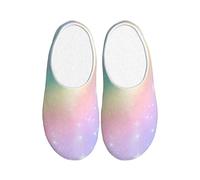 Rainbow Sky Pantoufles en flanelle pour homme et femme Motif galaxie Star Chaussures d'hiver chaudes antidérapantes pour intérieur et extérieur, multicolore, X-Small Men/ Small Women