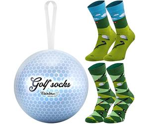 Rainbow Socks - Balle De Golf Avec Chaussettes De Golf À L'intérieur - 2 Paires De Chaussettes - Taille 36-40
