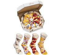 Rainbow Socks Boîte de chaussettes à pizza pour homme et femme - Mélange de chaussettes à pizza Hawaii Capricciosa Pepperoni - 4 paires, multicolore, 38-42