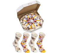 Rainbow Socks Capriciosa Lot de 4 paires de chaussettes à pizza pour homme et femme, Capriciosa, 7.5-11